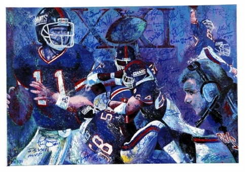 1986 NY Giants Team Signed Canvas Print 34 Signatures